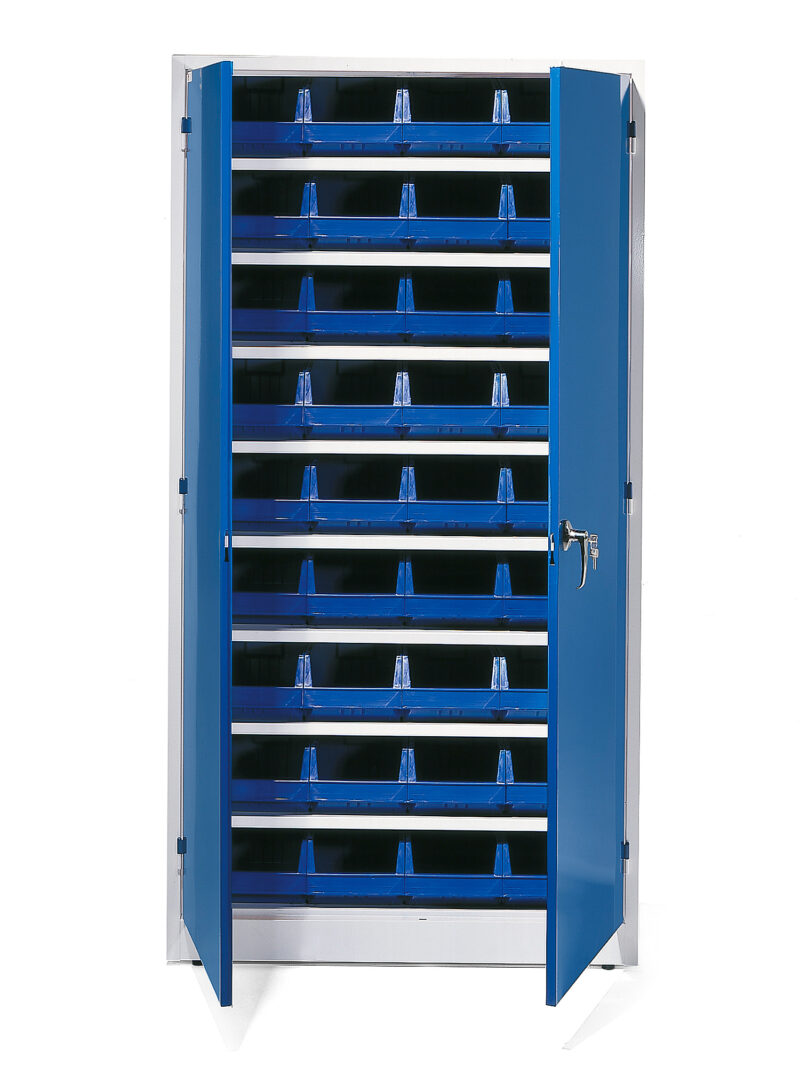 Szafa warsztatowa 9000 + STYLE z pojemnikami, 36 niebieskich pojemników, 1900x1000x400 mm