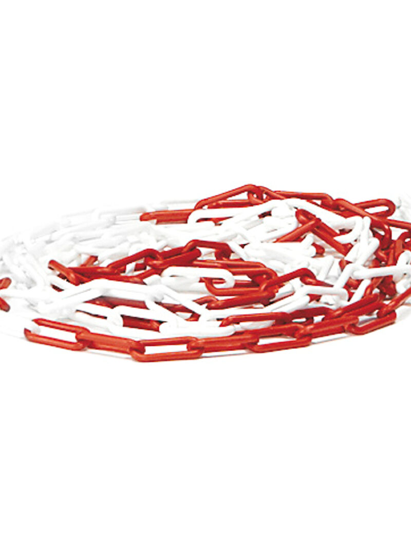 Łańcuch plastikowy, ogniwa 8 mm, 24 metry, biało-czerwony