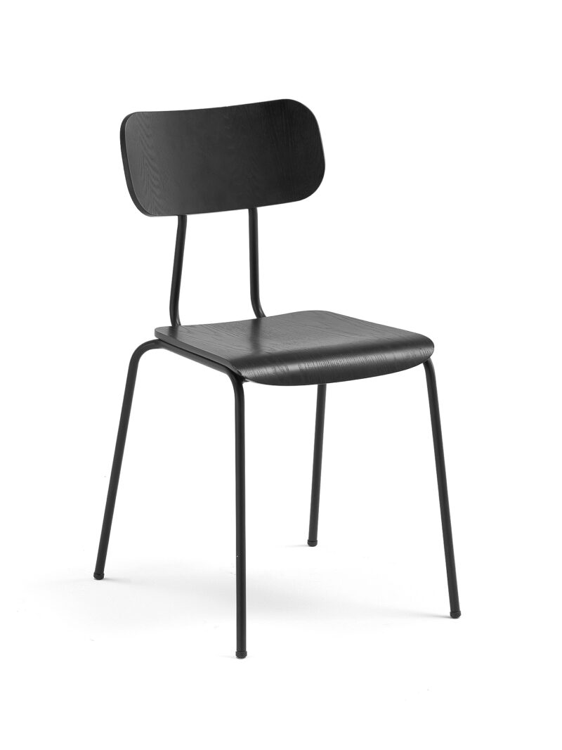 Krzesło do stołówki RENO, czarny jesion