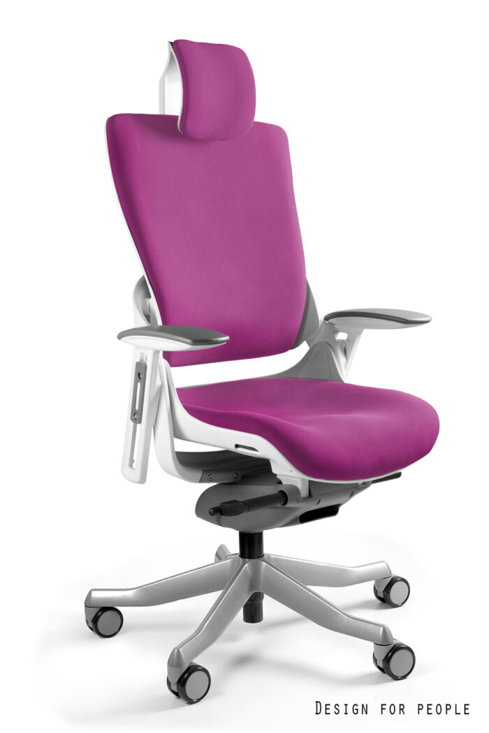 FOTEL OBROTOWY WAU 2 BIAŁY/TKANINA BL401 MAGENTA UNIQUE