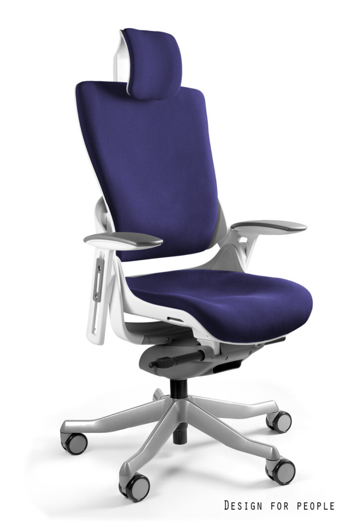 FOTEL OBROTOWY WAU 2 BIAŁY/TKANINA BL412 NAVYBLUE UNIQUE