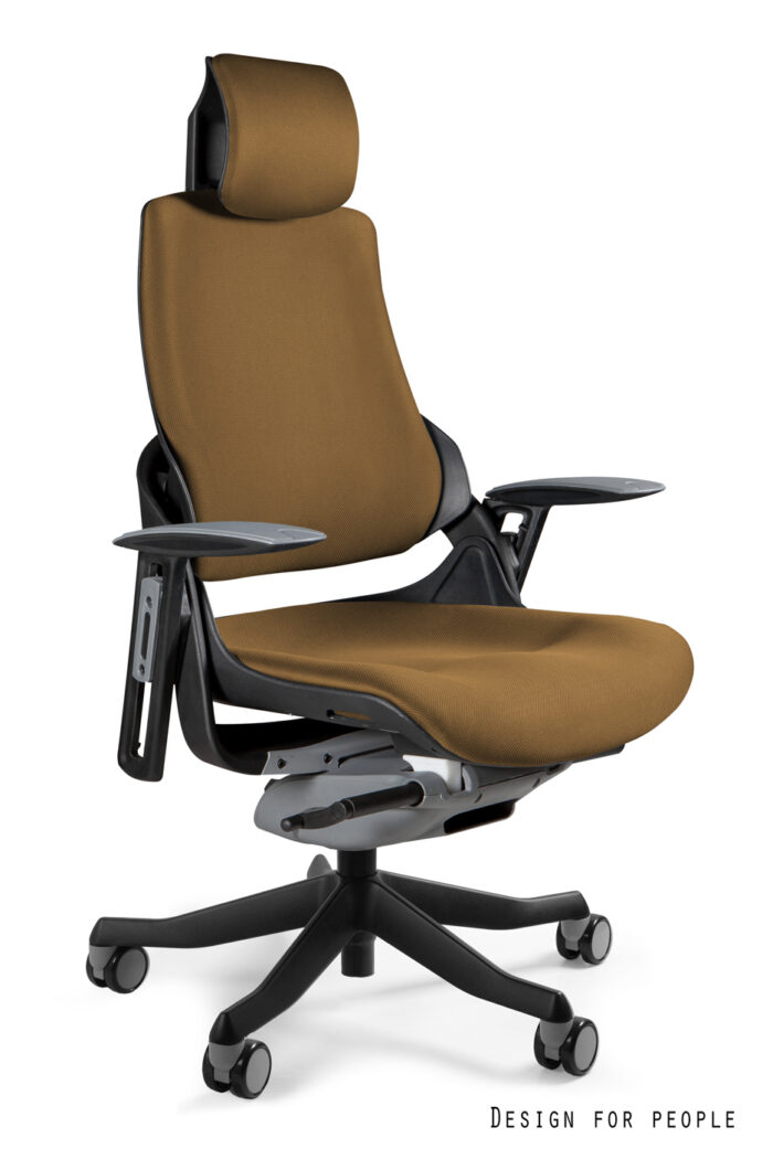 FOTEL OBROTOWY WAU CZARNY/TKANINA BL408 KHAKI UNIQUE