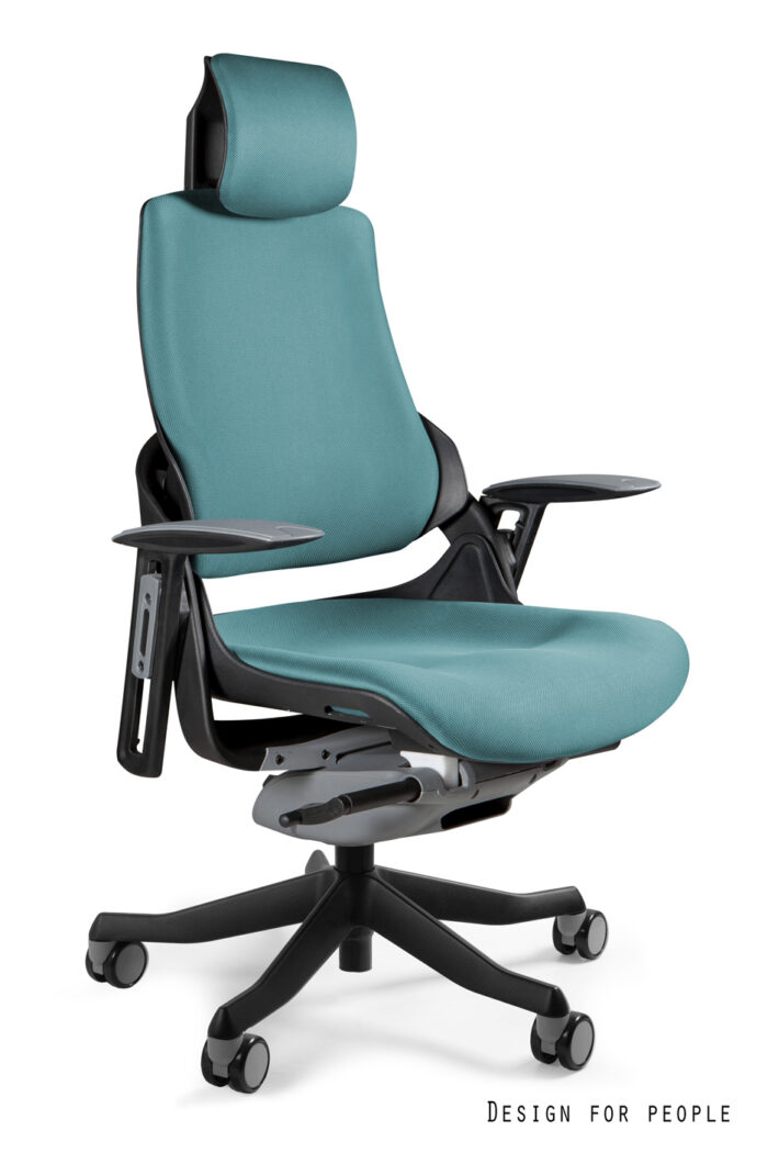 FOTEL OBROTOWY WAU CZARNY/TKANINA BL413 TEALBLUE UNIQUE