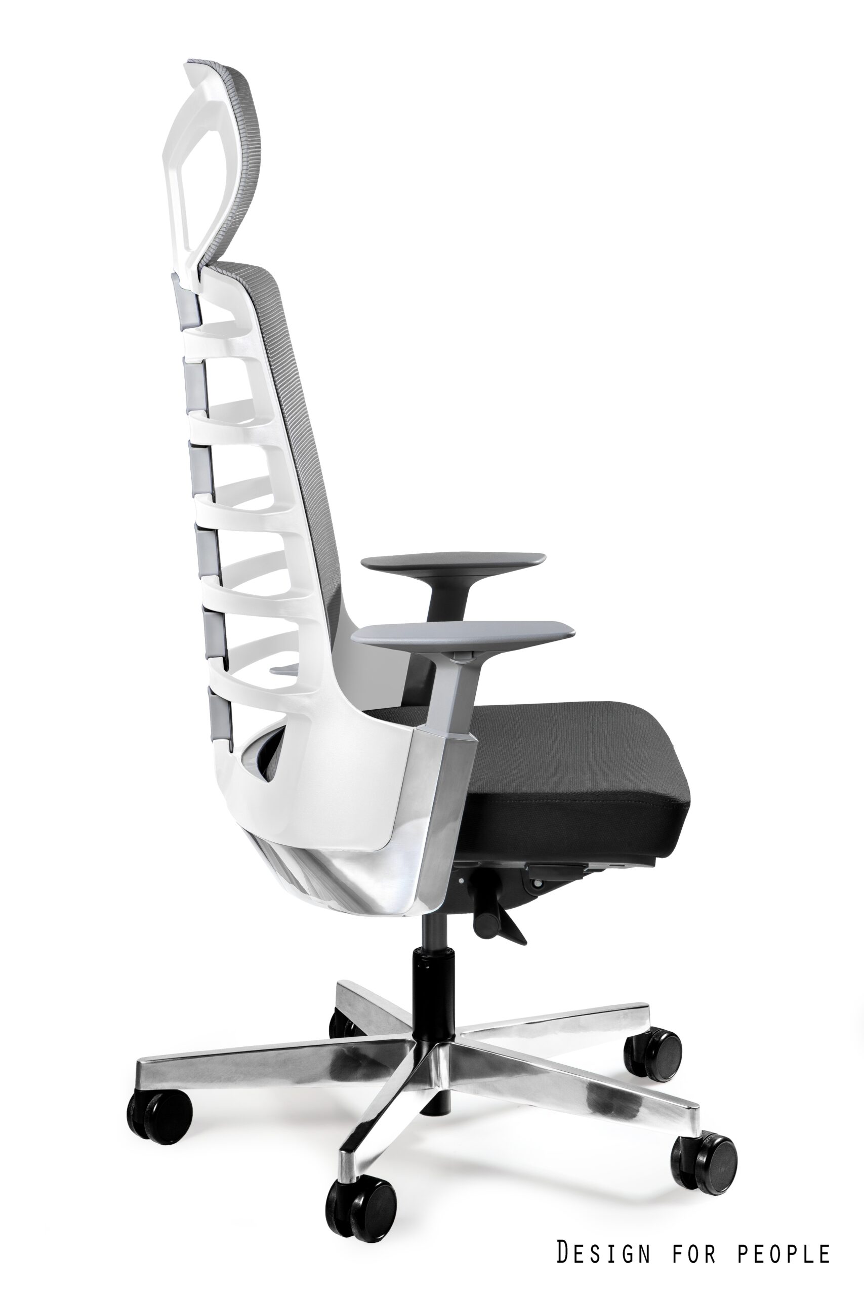 FOTEL OBROTOWY SPINELLY BIAŁY/TKANINA BL418 BLACK UNIQUE - obrazek 2