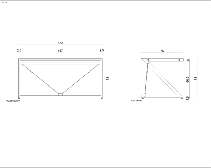 BIURKO Z-LINE XXL PŁYTA MDF FORNIROWANA DĄB STELAŻ CHROMOWANY UNIQUE - obrazek 2