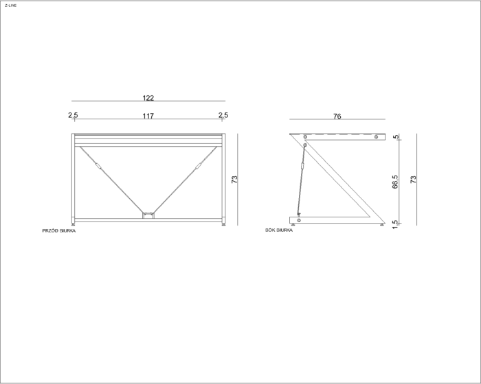 BIURKO Z-LINE COMPUTER DESK SZKLANY CZARNY STELAŻ CHROMOWANY UNIQUE - obrazek 2