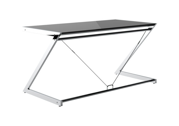 BIURKO Z-LINE MAIN DESK SZKLANY CZARNY STELAŻ CHROMOWANY UNIQUE