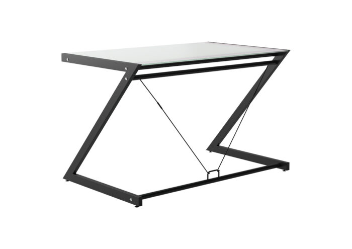 BIURKO DD Z-LINE COMPUTER DESK SZKLANY BIAŁY STELAŻ CZARNY UNIQUE