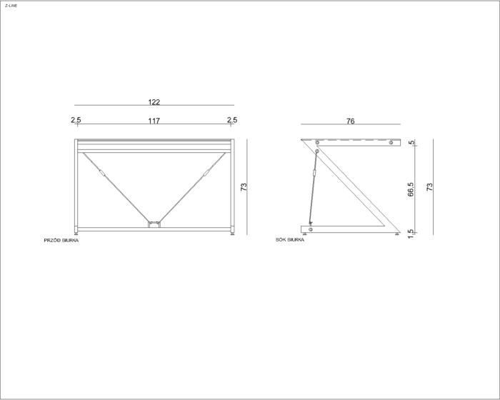 BIURKO DD Z-LINE DESK PLUS LAKIEROWANA PŁYTA MDF BIAŁA STELAŻ BIAŁY UNIQUE