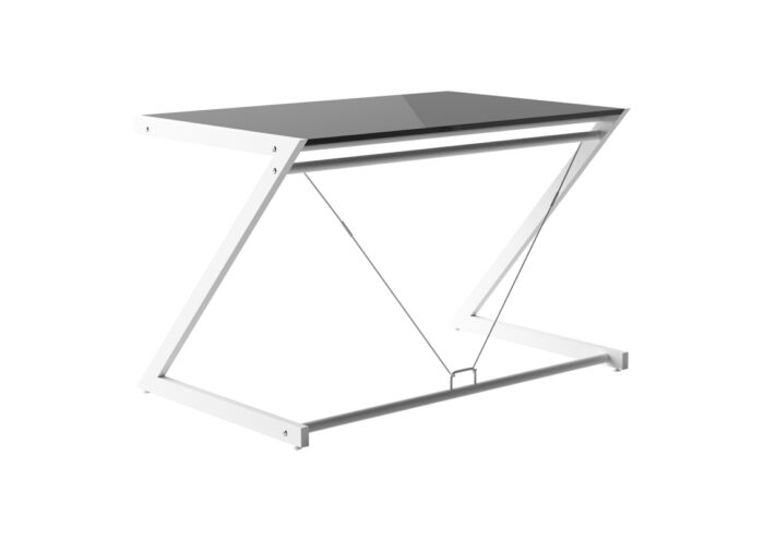 BIURKO DD Z-LINE COMPUTER DESK LAKIEROWANA PŁYTA MDF CZARNA STELAŻ BIAŁY UNIQUE