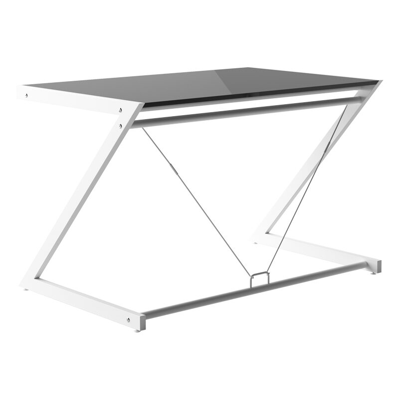 BIURKO DD Z-LINE COMPUTER DESK LAKIEROWANA PŁYTA MDF CZARNA STELAŻ BIAŁY UNIQUE