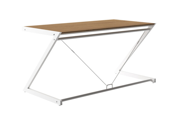 BIURKO DD Z-LINE MAIN DESK PŁYTA MDF FORNIROWANA DĄB STELAŻ BIAŁY UNIQUE