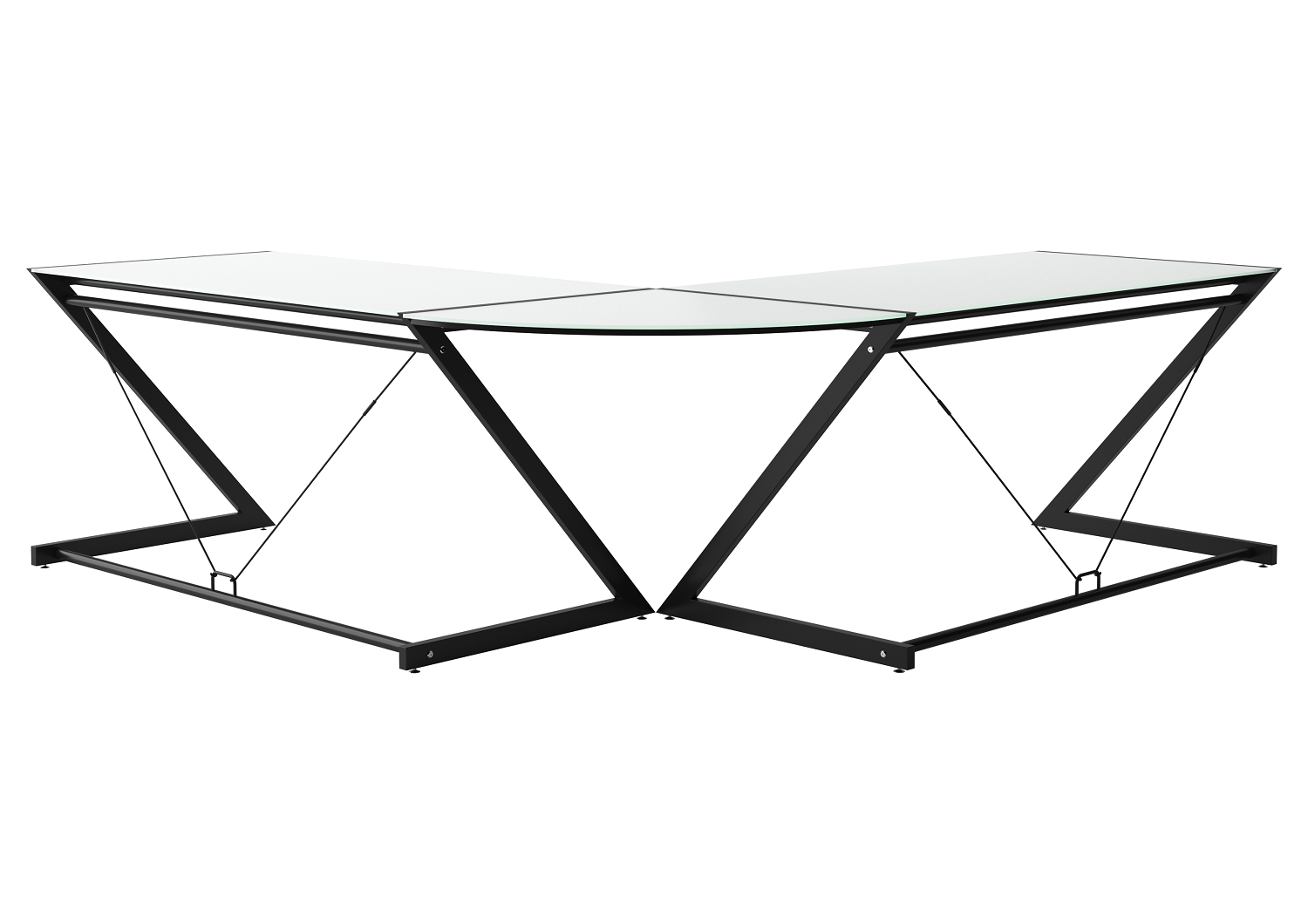 BIURKO DD Z-LINE CORNER SZKLANY BIAŁY STELAŻ CZARNY UNIQUE