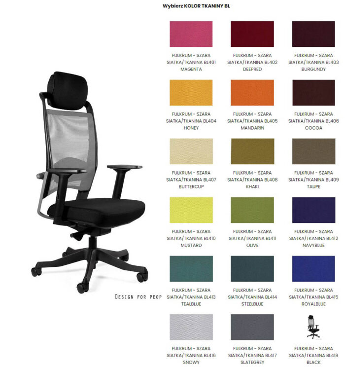 FOTEL OBROTOWY FULKRUM NIEBIESKA SIATKA/TKANINA BL401 MAGENTA UNIQUE