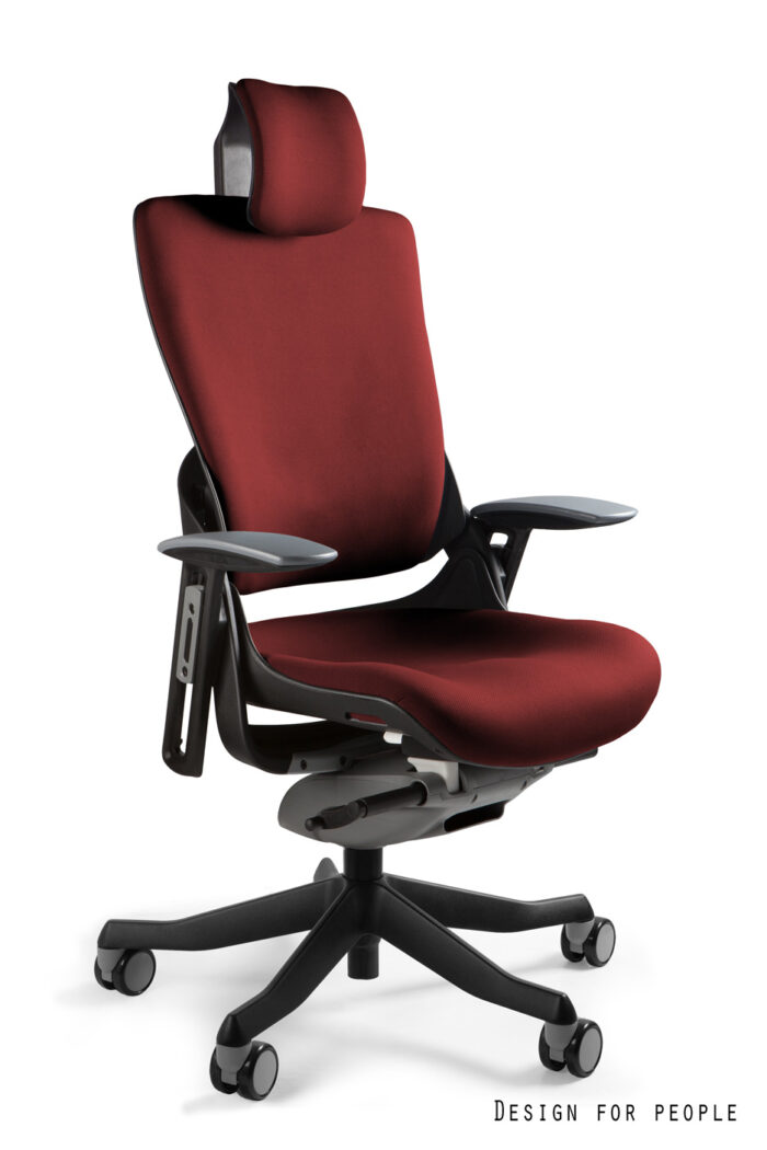 FOTEL OBROTOWY WAU 2 CZARNY/TKANINA BL402 DEEPRED/SIATKA NW41 CHARCOAL UNIQUE