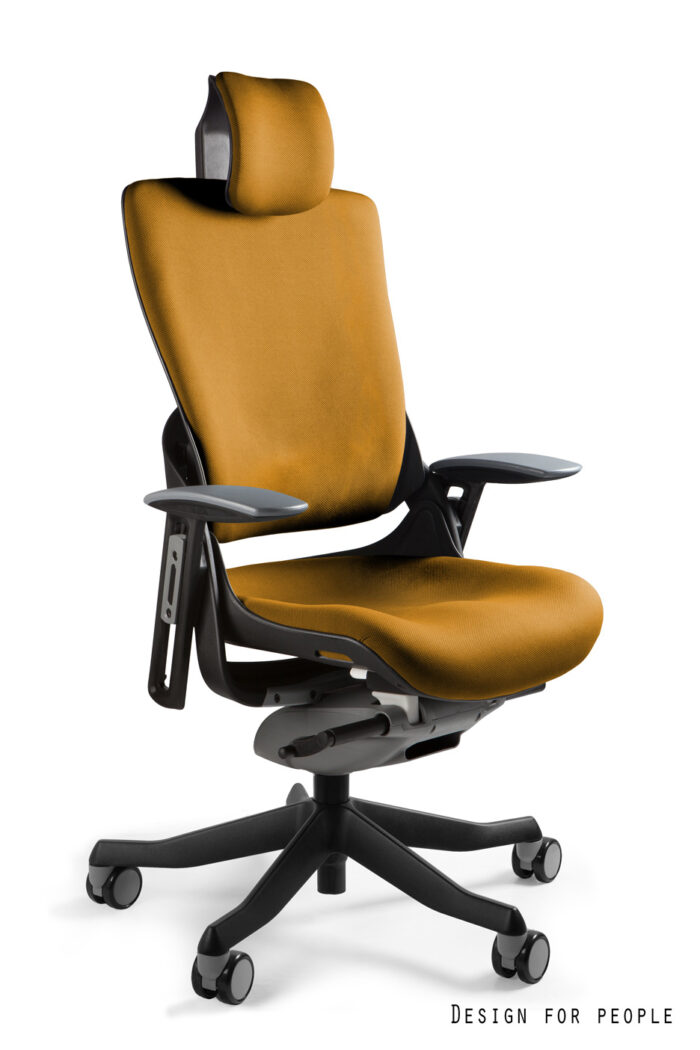 FOTEL OBROTOWY WAU 2 CZARNY/TKANINA BL404 HONEY/SIATKA NW41 CHARCOAL UNIQUE