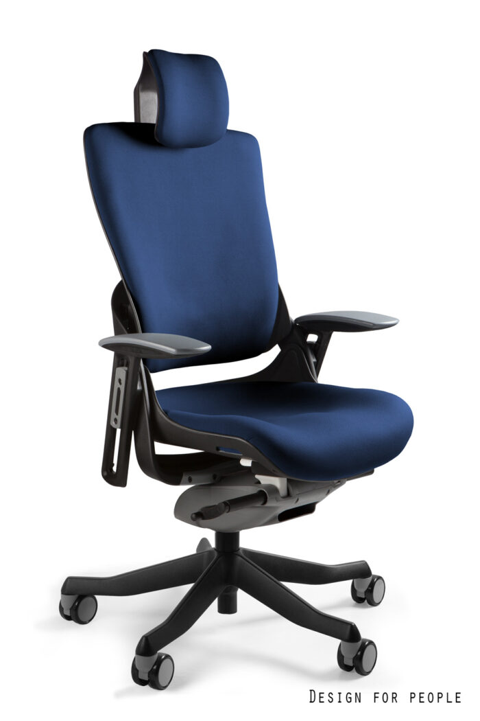 FOTEL OBROTOWY WAU 2 CZARNY/TKANINA BL415 ROYALBLUE/SIATKA NW44 DEEPRED UNIQUE