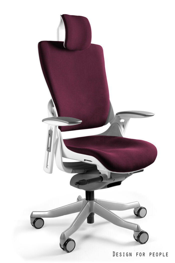 FOTEL OBROTOWY WAU 2 BIAŁY/TKANINA BL403 BURGUNDY/SIATKA NW43 ROYALBLUE UNIQUE