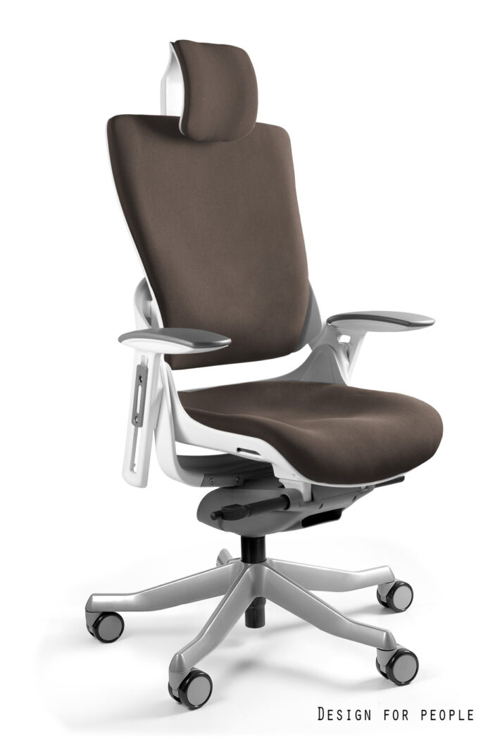 FOTEL OBROTOWY WAU 2 BIAŁY/TKANINA BL409 TAUPE/SIATKA NW41 CHARCOAL UNIQUE