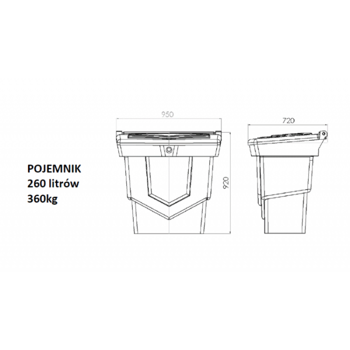 Pojemnik na piasek i sól drogową 260l – 370kg - obrazek 3