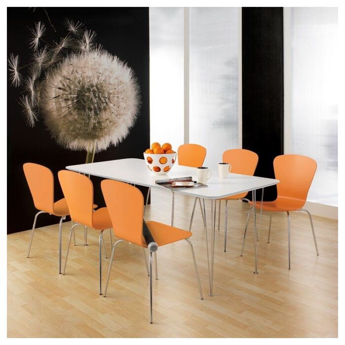 Stół do jadalni 800x1400x720mm blat biały nogi chrom - obrazek 2