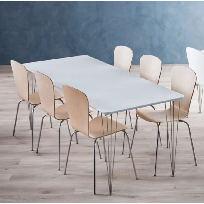 Stół do jadalni 800x2000x720mm blat biały nogi chrom - obrazek 2