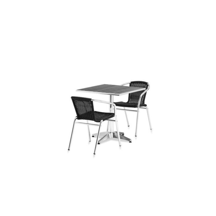Zestaw mebli zewnętrznych: stół kwadratowy 70x70 + 2 krzesła, czarny