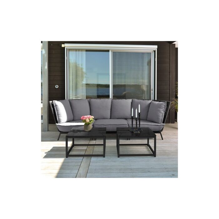 Sofa z technorattanu 275x100x95 z poduszkami do użytku w ogrodzie