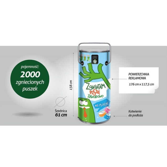 Zgniatacz puszek Can Crusher pojemnik na puszki pojemność 2000 puszek - obrazek 2