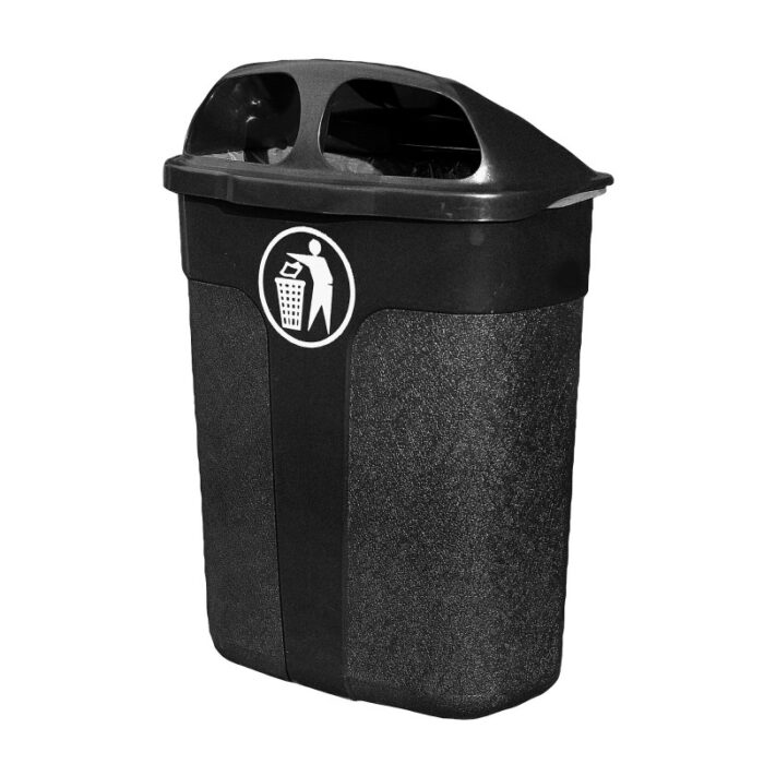 Kosz uliczny na śmieci, montaż do ściany lub słupa, 60 L, czarny - obrazek 3