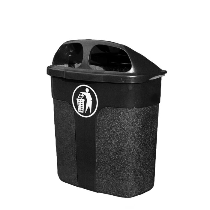 Kosz uliczny na śmieci, montaż do ściany lub słupa, 40 L, czarny - obrazek 3