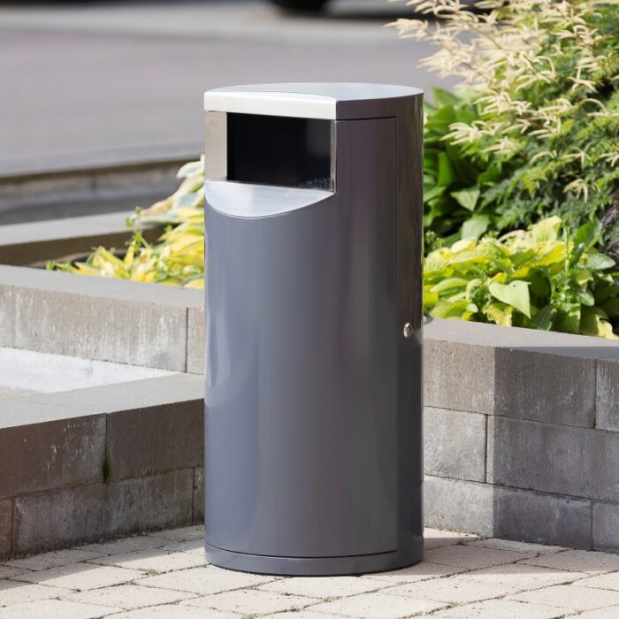 Pojemnik na odpady zamykany na klucz fi 400x860 mm, 100 L, szary