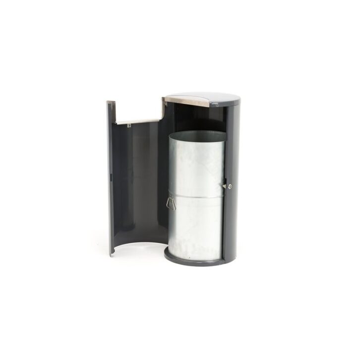Pojemnik na odpady zamykany na klucz fi 400x860 mm, 100 L, szary - obrazek 2