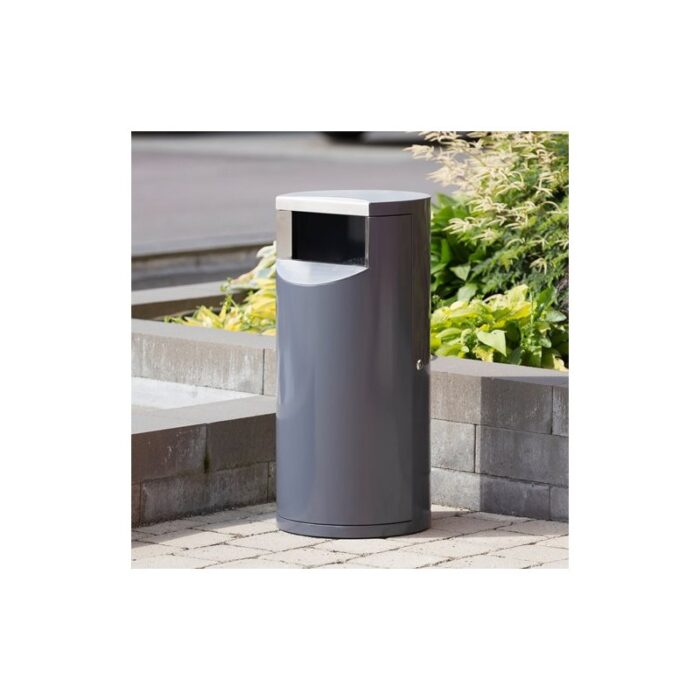 Pojemnik na odpady zamykany na klucz fi 400x860 mm, 100 L, szary - obrazek 3
