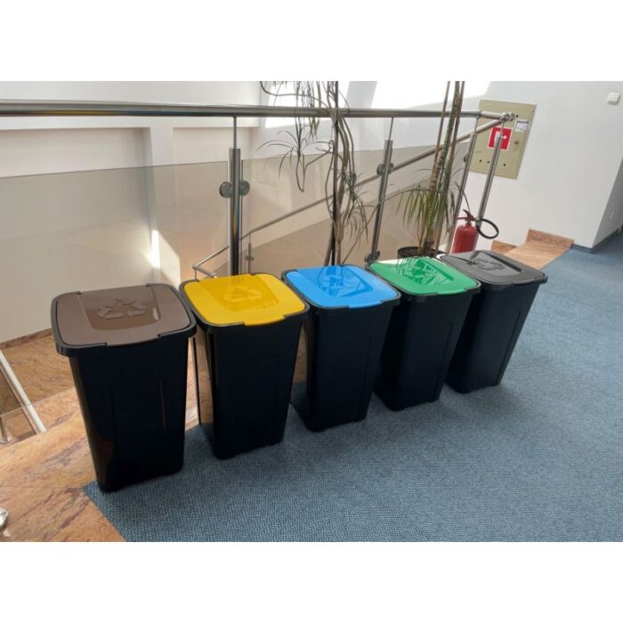 Kosz do segregacji śmieci Sortix 50L papier, plastik, szkło, bio - obrazek 3