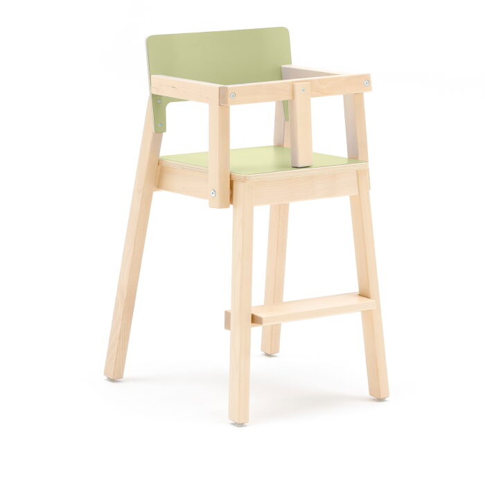 #en Chair Love 50 birch. Seatheight 50 cm. Seat and backrest green laminate