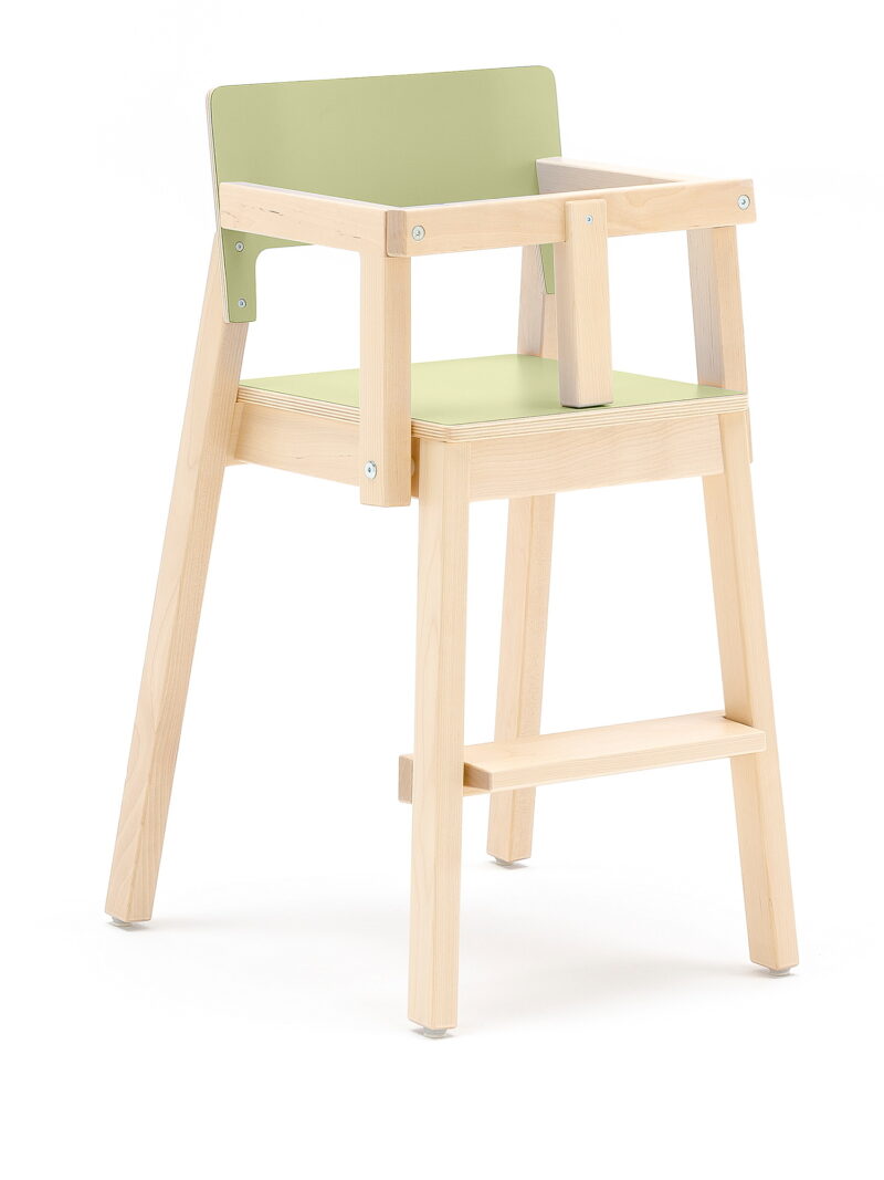 #en Chair Love 50 birch. Seatheight 50 cm. Seat and backrest green laminate