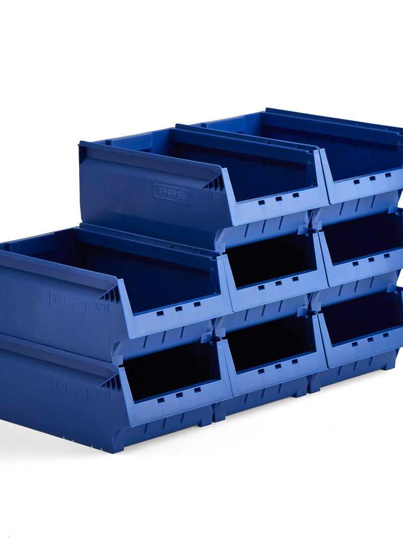 Wielofunkcyjne pojemniki magazynowe AJ 9000, seria 9071, 500x310x200 mm, 8 szt., niebieski