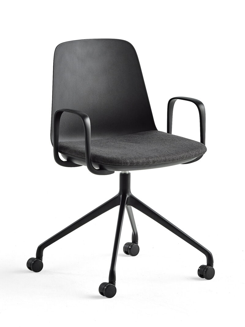 Krzesło LANGFORD, na kółkach, czarny/antracyt
