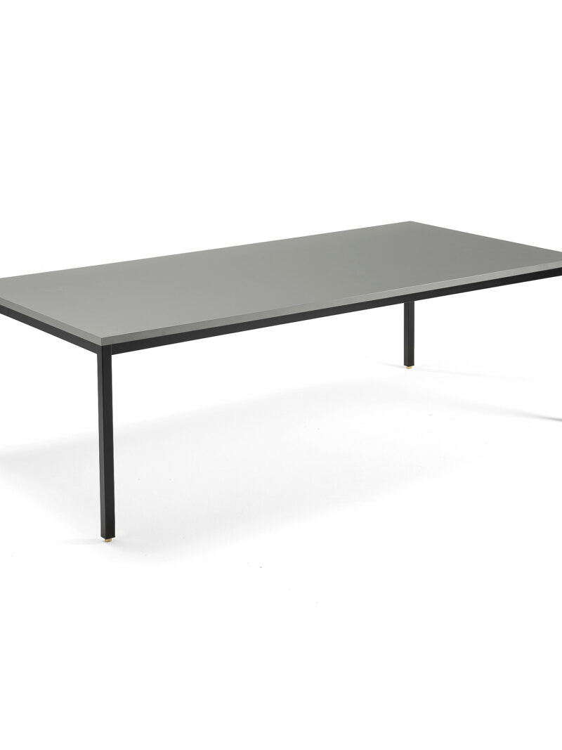 Stół konferencyjny MODULUS, 2400x1200 mm, 4 nogi, srebrna rama, jasnoszary