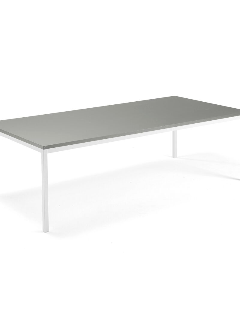 Stół konferencyjny MODULUS, 2400x1200 mm, 4 nogi, biała rama, jasnoszary
