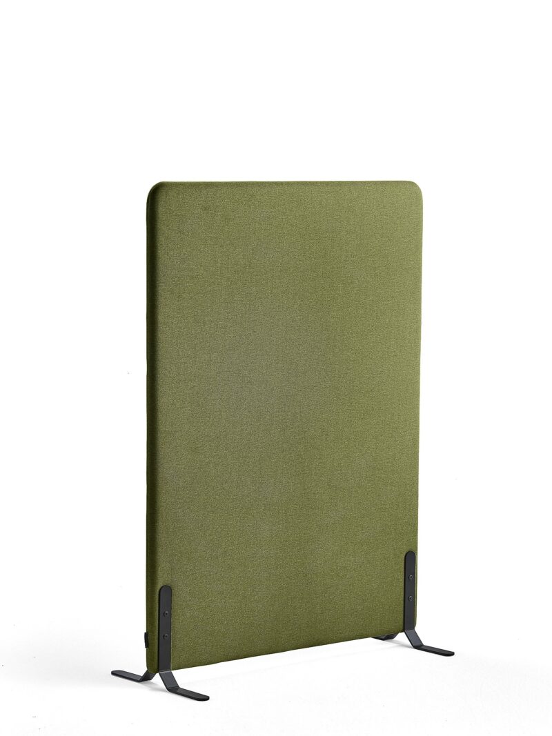 Ścianka podłogowa ZONE, 1360x1000x46 mm, tkanina Hush, czarne podstawy, zielony