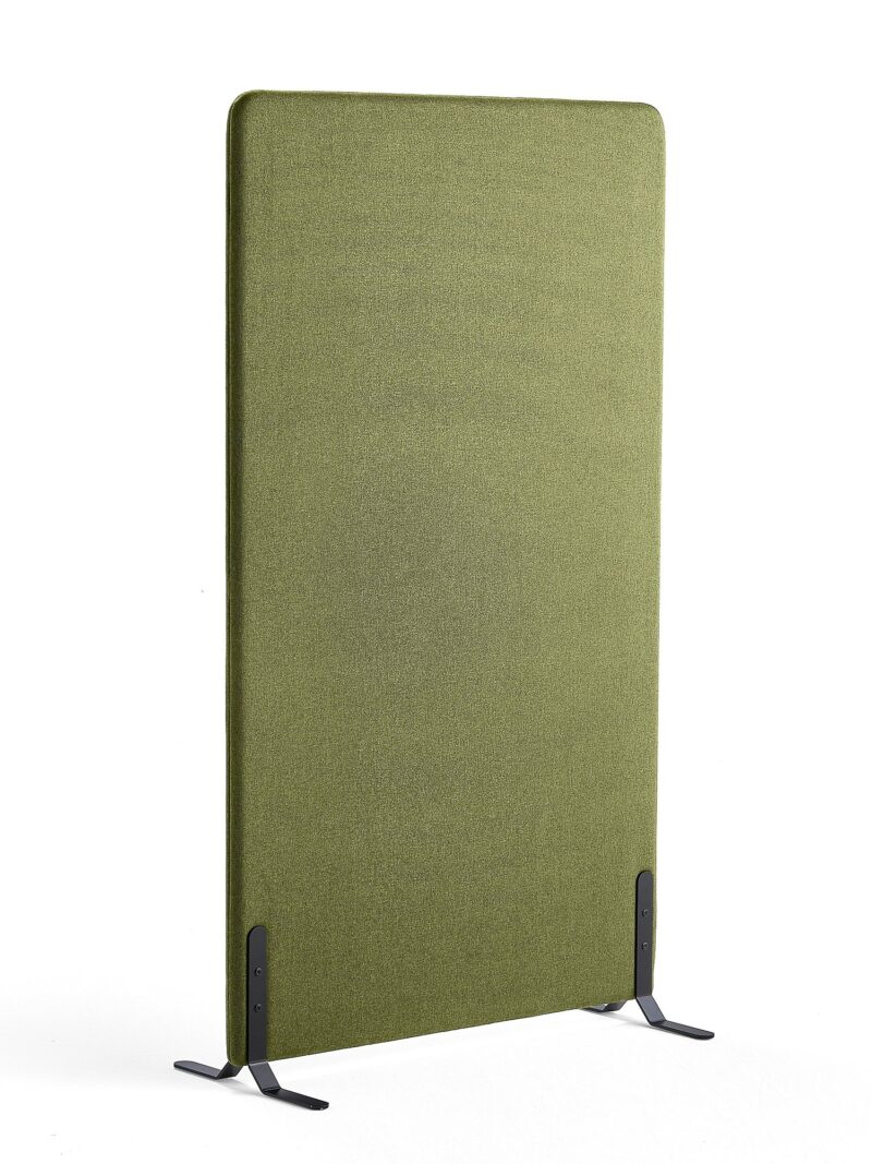 Ścianka podłogowa ZONE, 1700x1000x46 mm, tkanina Hush, czarne podstawy, zielony