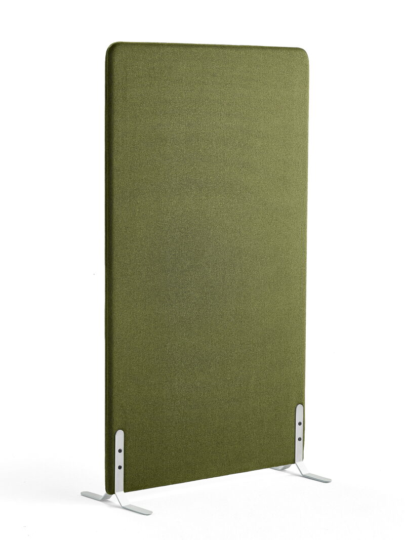 Ścianka podłogowa ZONE, 1700x1000x46 mm, tkanina Hush, białe podstawy, zielony