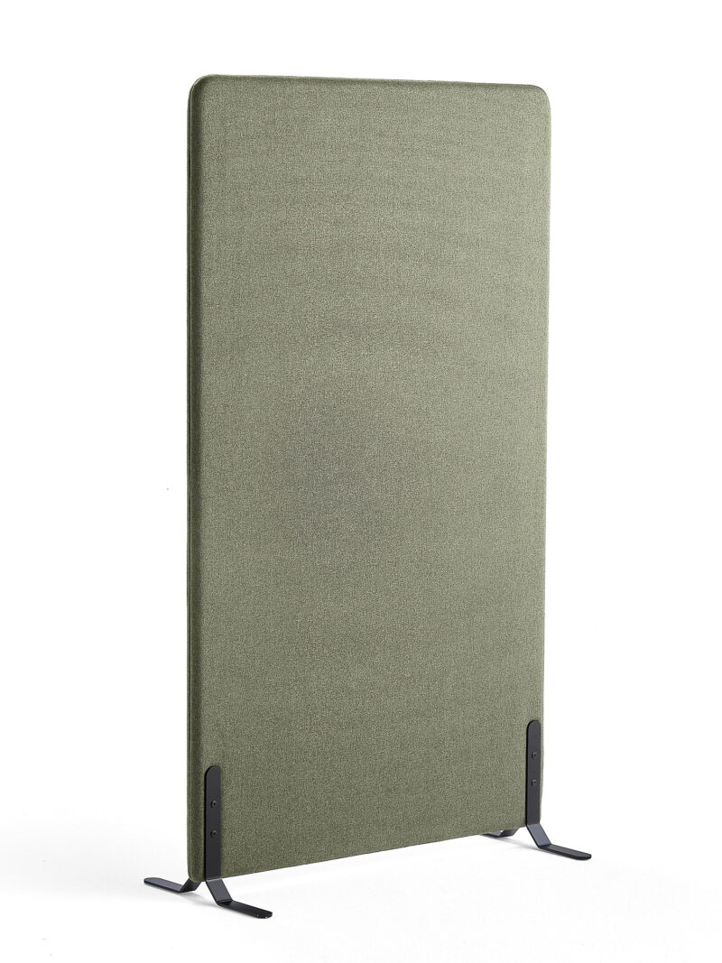 Ścianka podłogowa ZONE, 1700x1000x46 mm, tkanina Rivet, czarne podstawy, zielononiebieski