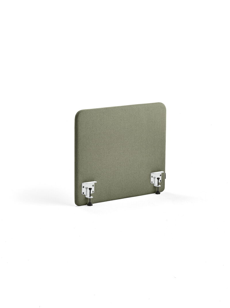 Ścianka biurkowa ZONE, białe uchwyty, 800x650x36 mm, tkanina Rivet, zielononiebieski