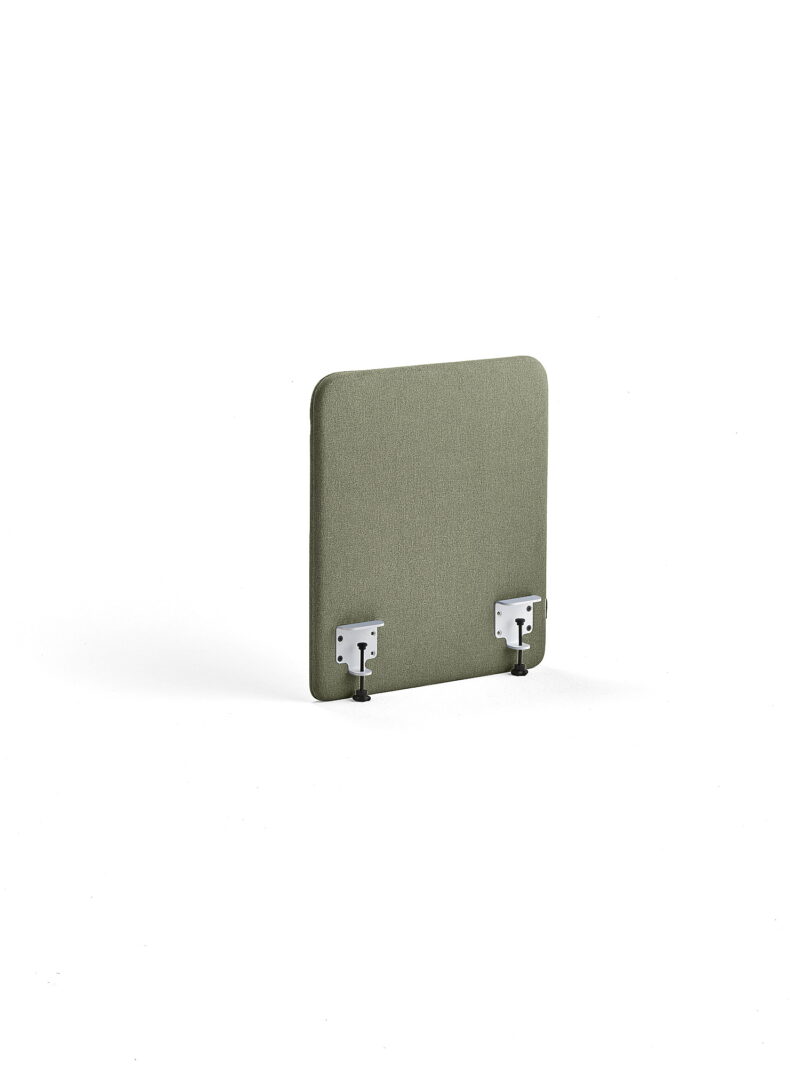 Ścianka biurkowa ZONE, białe uchwyty, 600x650x36 mm, tkanina Rivet, zielononiebieski