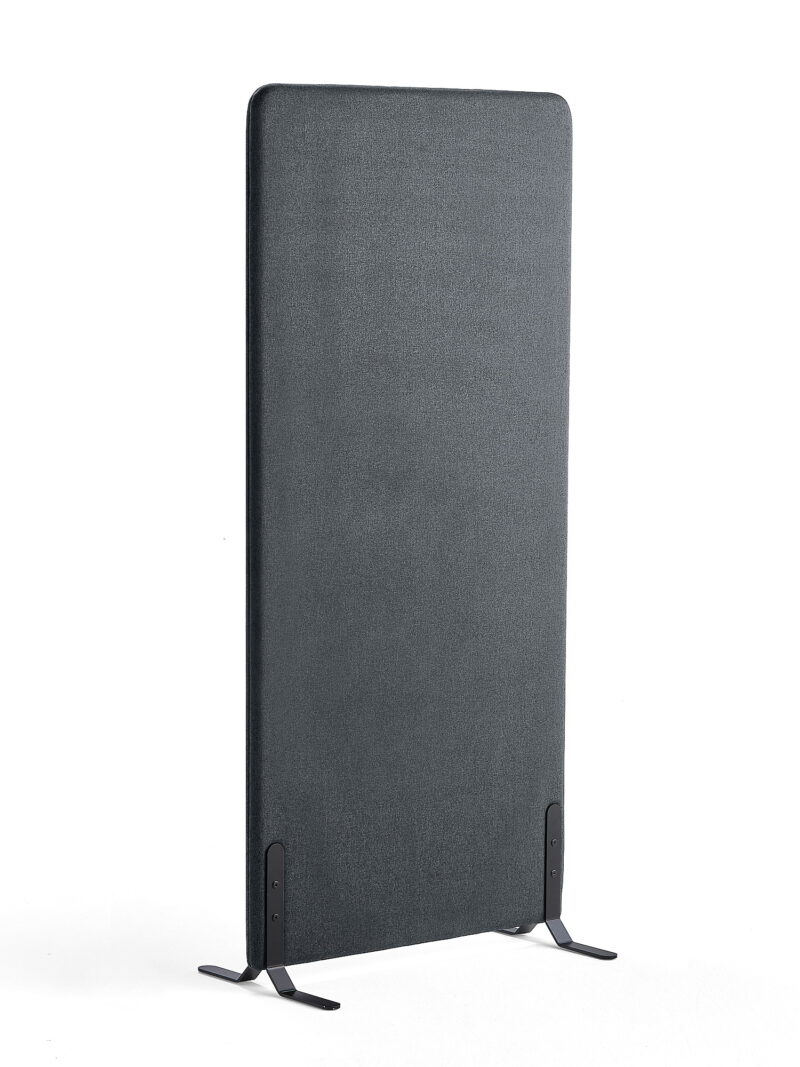 Ścianka podłogowa ZONE, 1700x800x46 mm, tkanina Rivet, czarne podstawy, antracyt