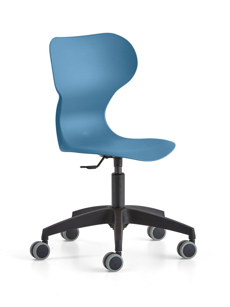 Krzesło BRIAN, regulacja wysokości, na kółkach, niebieski