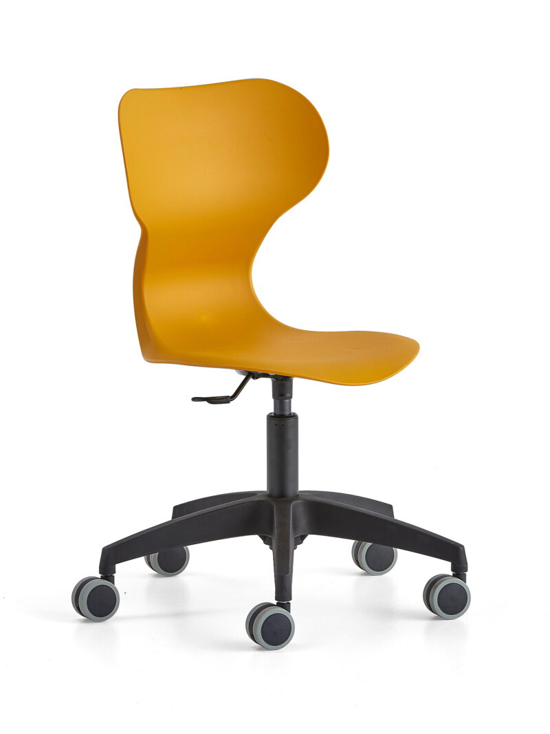 Krzesło BRIAN, regulacja wysokości, na kółkach, żółty